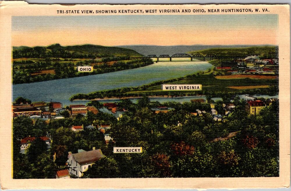Tri-State View Showing Kentucky Near Huntington W. VA Vintage Postcard SP10-17